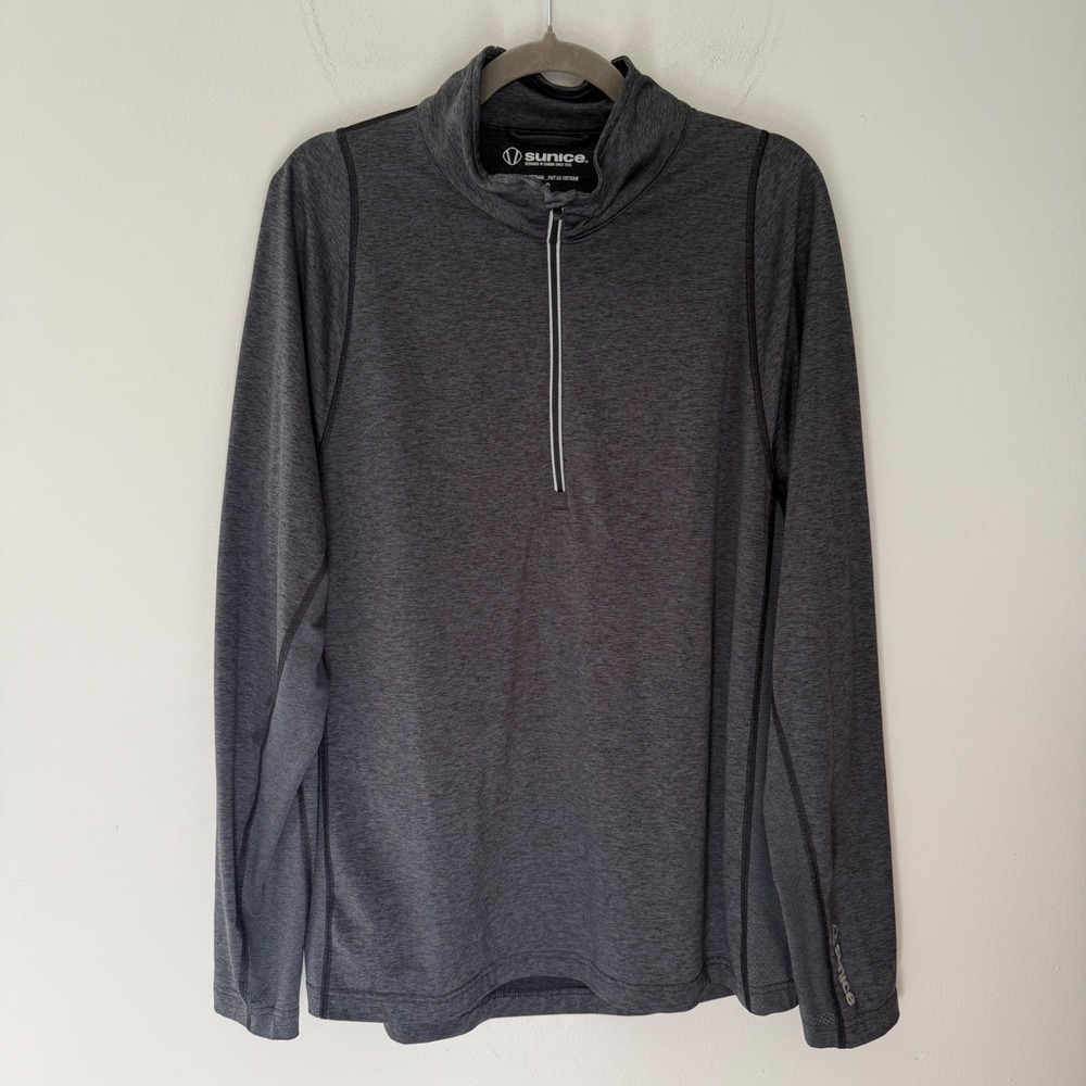 Sunice Mens Charcoal Gray Heather Quarter Zip‎ Pullover S77008 Size Large